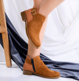 Ankle Boot Flat Suede With Zipper G-29