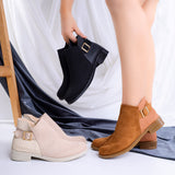 Ankle Boot Flat Suede With Zipper G-29