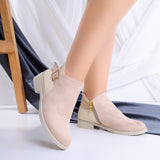 Ankle Boot Flat Suede With Zipper G-29