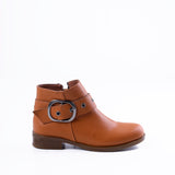 Ankle Boot Leather Flat  With Buckle G-33