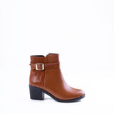 Ankle Boot Heels Leather With Buckle  R-18