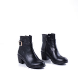 Ankle Boot Heels Leather With Buckle  R-18
