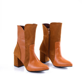 Leather And Suede Heel Boot L-106