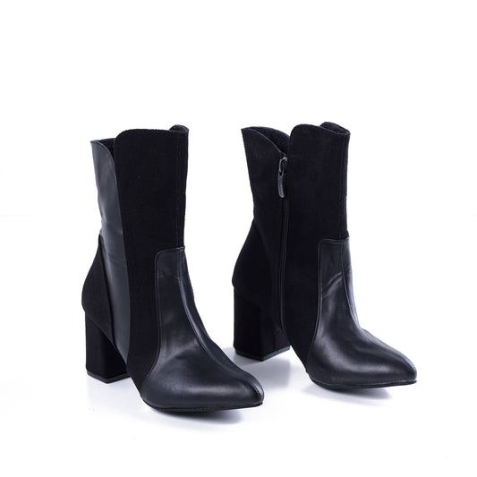 Leather And Suede Heel Boot L-106