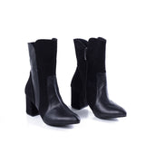 Leather And Suede Heel Boot L-106