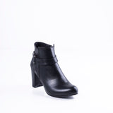 Ankle Boot Heels Leather With Buckle Elegant R-20
