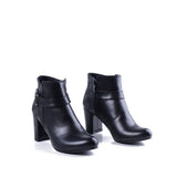 Ankle Boot Heels Leather With Buckle Elegant R-20