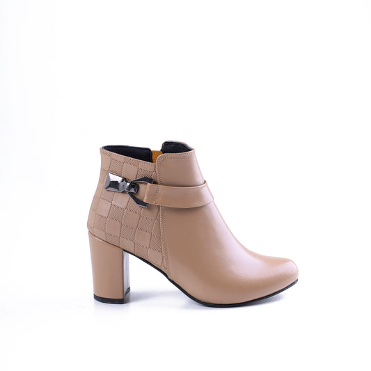 Ankle Boot Heels Leather With Buckle Elegant R-20