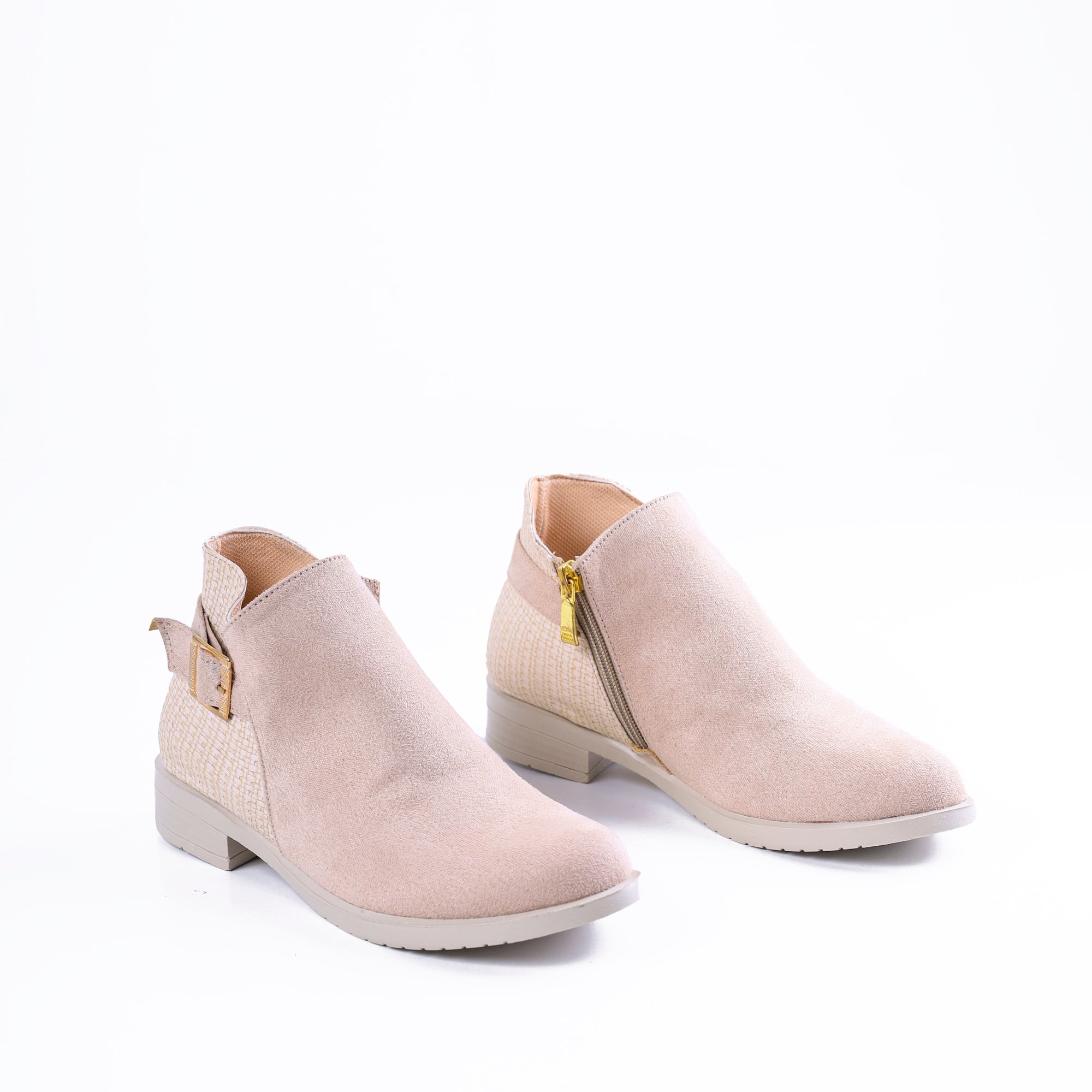 Ankle Boot Flat Suede With Zipper G-29