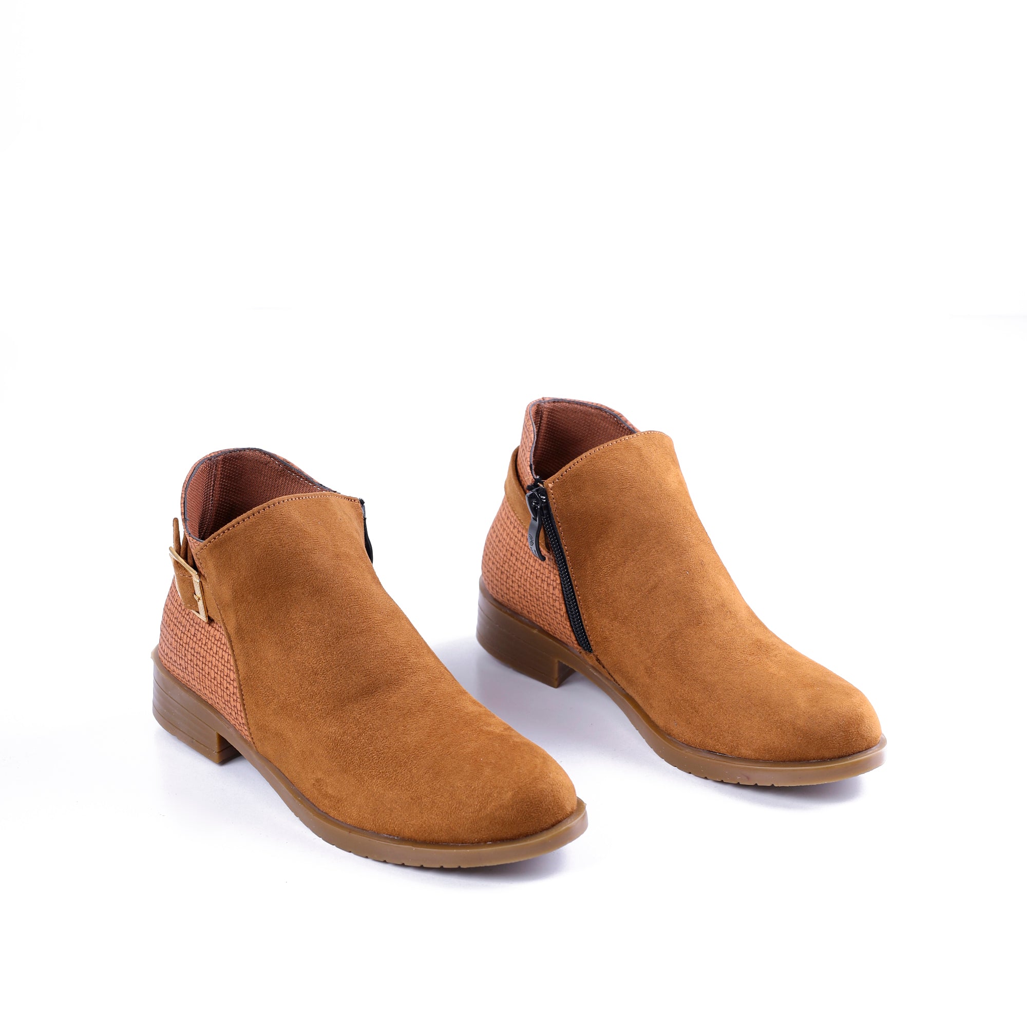 Ankle Boot Flat Suede With Zipper G-29