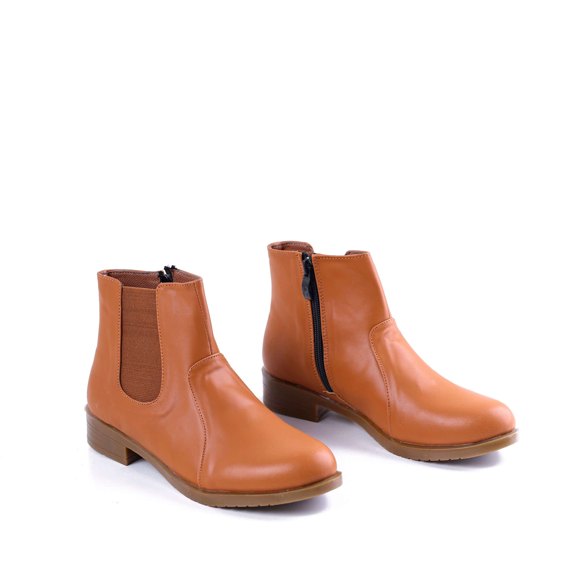 Ankle Boot Flat Leather With Elastic Elegant G-34