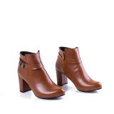 Ankle Boot Heels Leather With Zipper R-19