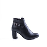 Ankle Boot Heels Leather With Zipper R-19