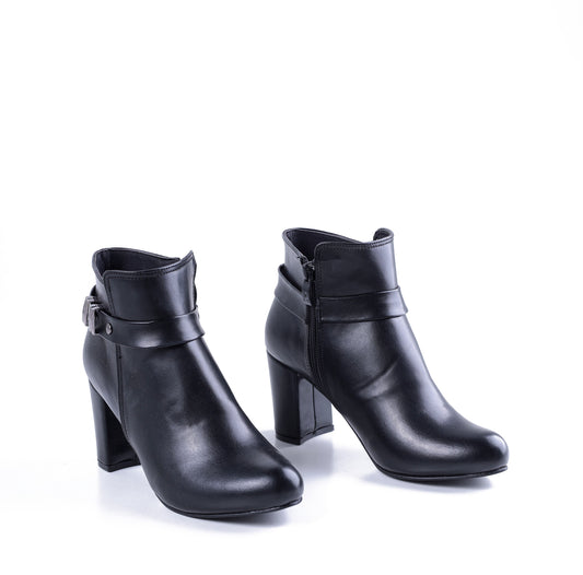 Ankle Boot Heels Leather With Zipper R-19