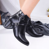 Ankle Boot Heels Leather With Accessories R-21