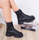 Ankle Boot Leather Mid Heels With Rope E-95