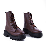 Ankle Boot Leather Mid Heels With Rope E-95