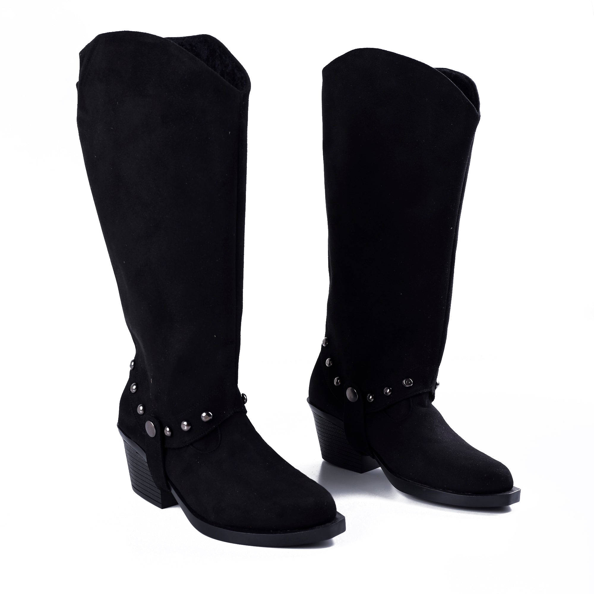 Knee-High Suede Boots - Elegant Beige Mid-Heels LB-30