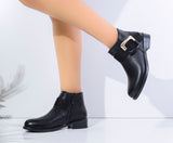 Ankle Boot Flat Leather With Buckle -G-27