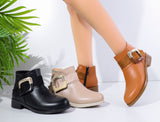 Ankle Boot Flat Leather With Buckle -G-27