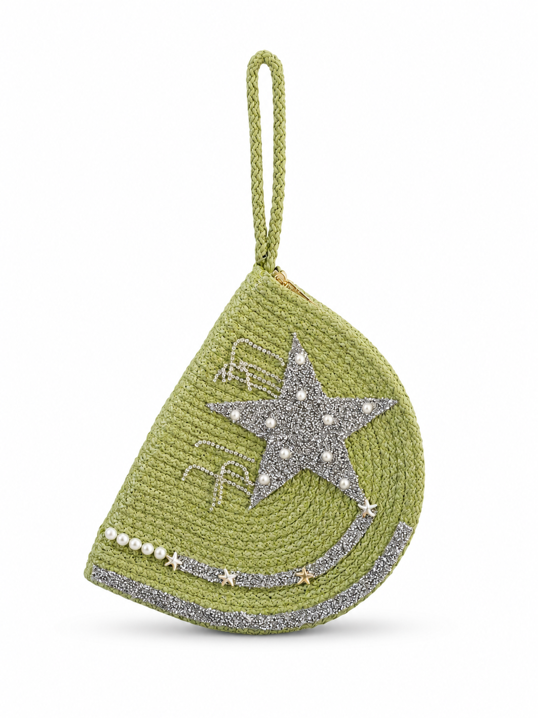 Handbags raffia With a sparkling star and pearl details ZK-1