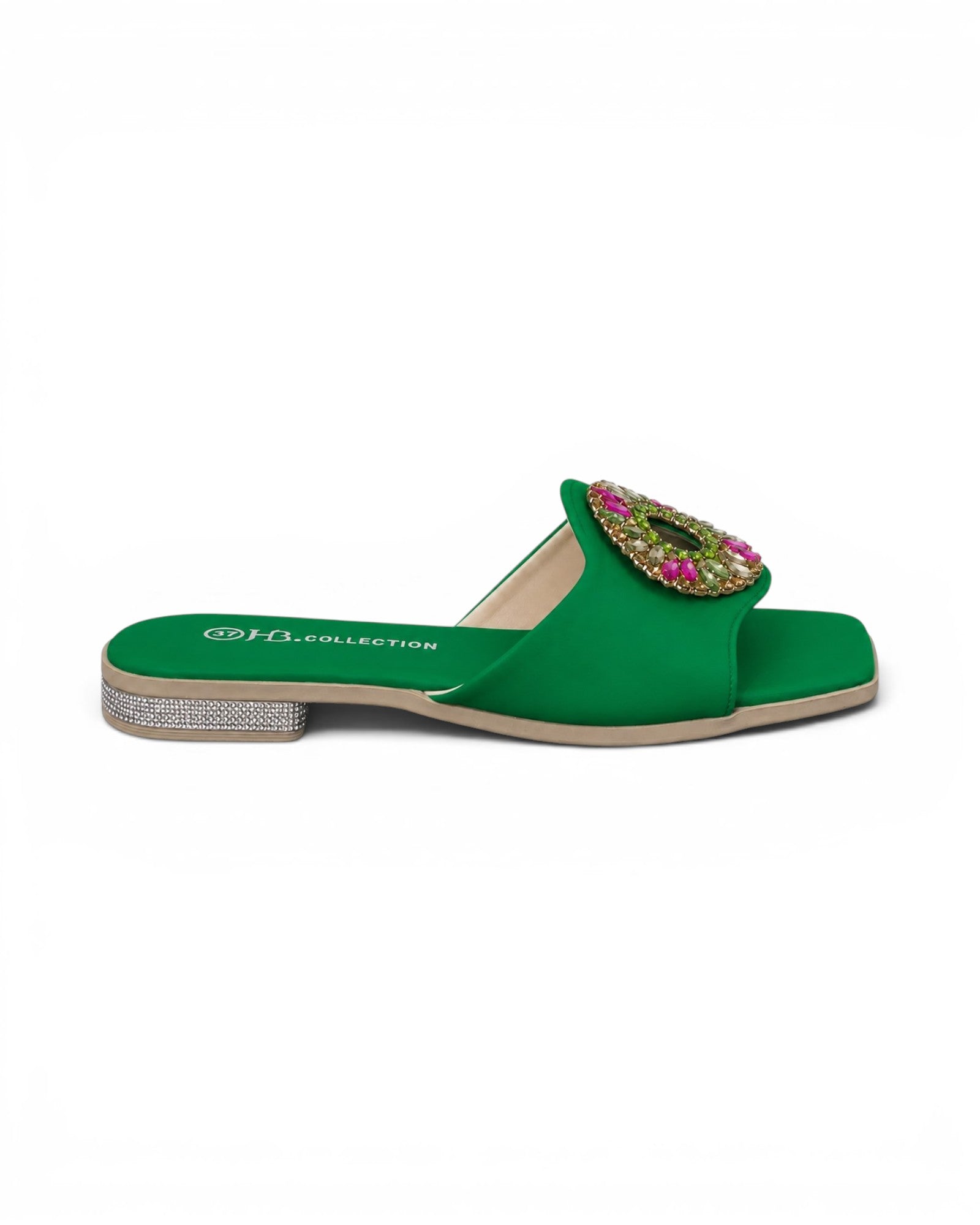 slippers satin flat With a round, studded accessory SL-233