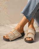 Slippers flat Fabric With double buckle SL-241