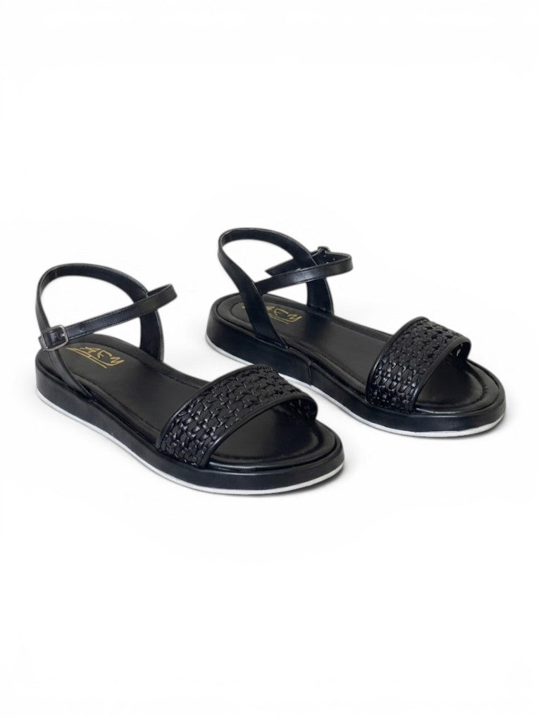 sandals Leather flat with mesh strap SF-62