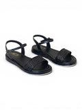 sandals Leather flat with mesh strap SF-62