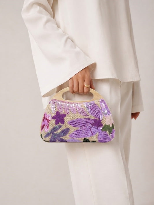 crossbody evening bag Embroidered flor details ZS-11