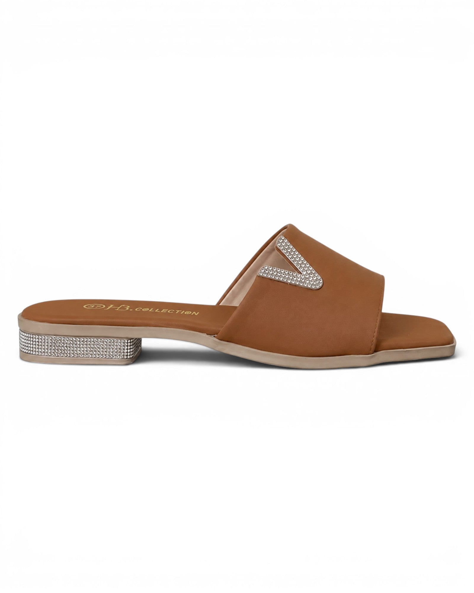 slippers satin flat With a shiny V-shaped embellishment SL-234