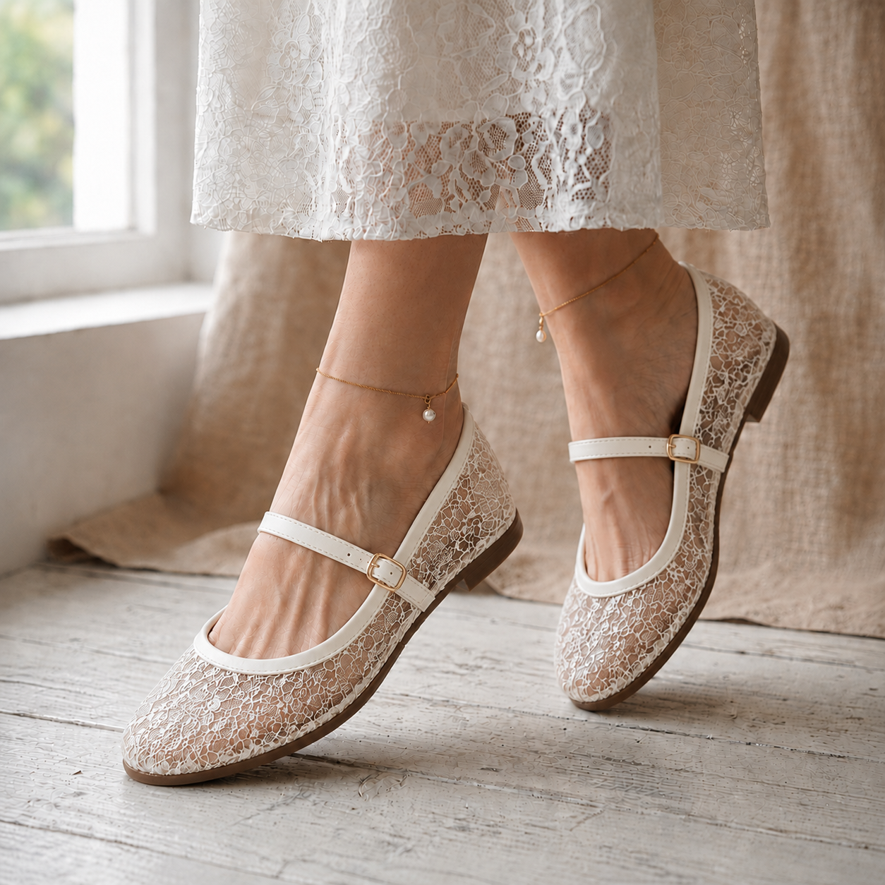 Ballerina flats fabric embroidered BF-811