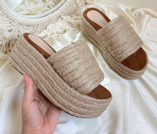 Slipper Wedge Burlap S-16