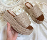 Slipper Wedge Burlap S-16