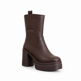 Boot Heels Leather With Zipper L-114