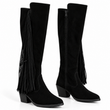 Long Boot Suede Mid heel With and long side fringes LB-59