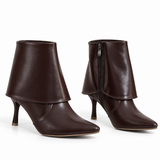 Ankle Boot Leather with a slim heel Mid With a spacious design and a zipper L-120