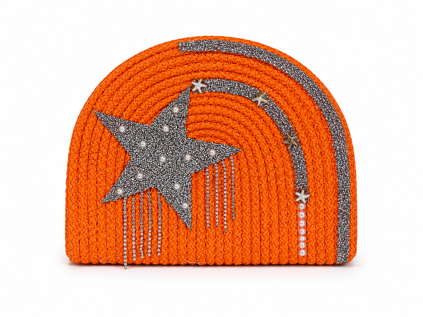 Handbags raffia With a sparkling star and pearl details ZK-1