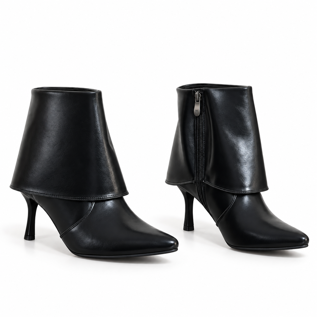 Ankle Boot Leather with a slim heel Mid With a spacious design and a zipper L-120