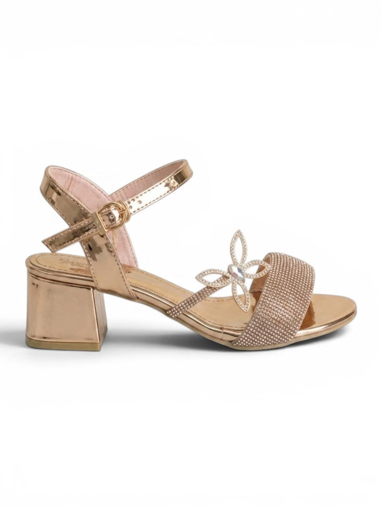 sandal heeled leather Shiny with butterfly SN-818