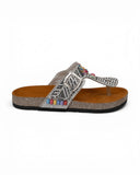 Slippers Flat Leather With a toe cap studded with colorful stones SL-244