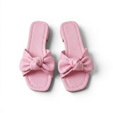 Slipper Flat Leather With Bow SL-229