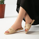 Slipper Flat Fabric With Leather Elegant - SL-215