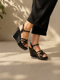 Sandal Wedge Leather With Straps W-12