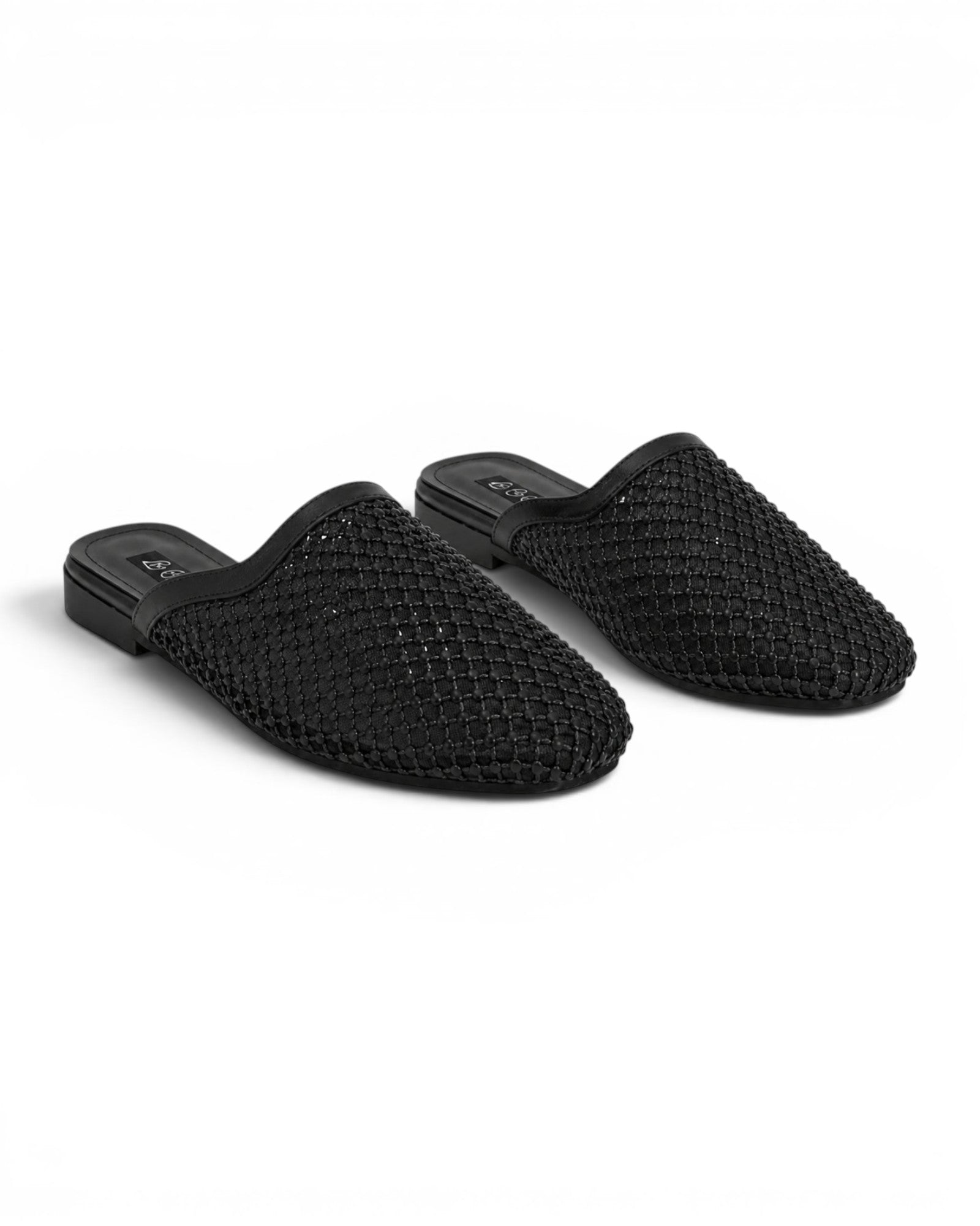 Mule flat leather Diamond-studded mesh design SB-706