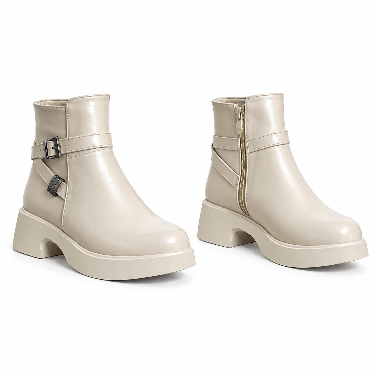 Women’s Ankle Boots Leather with Chunky Heel G-65