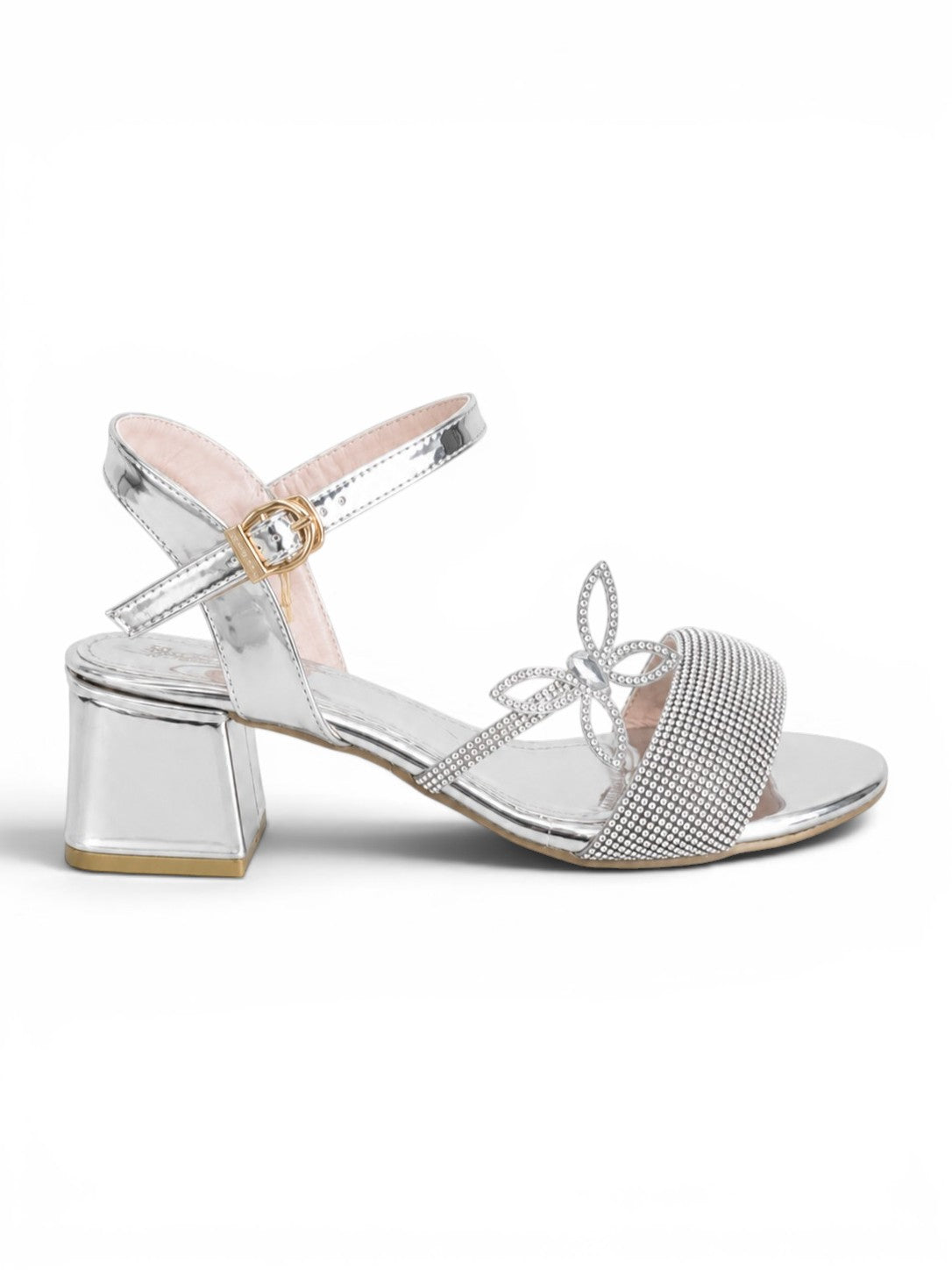 sandal heeled leather Shiny with butterfly SN-818
