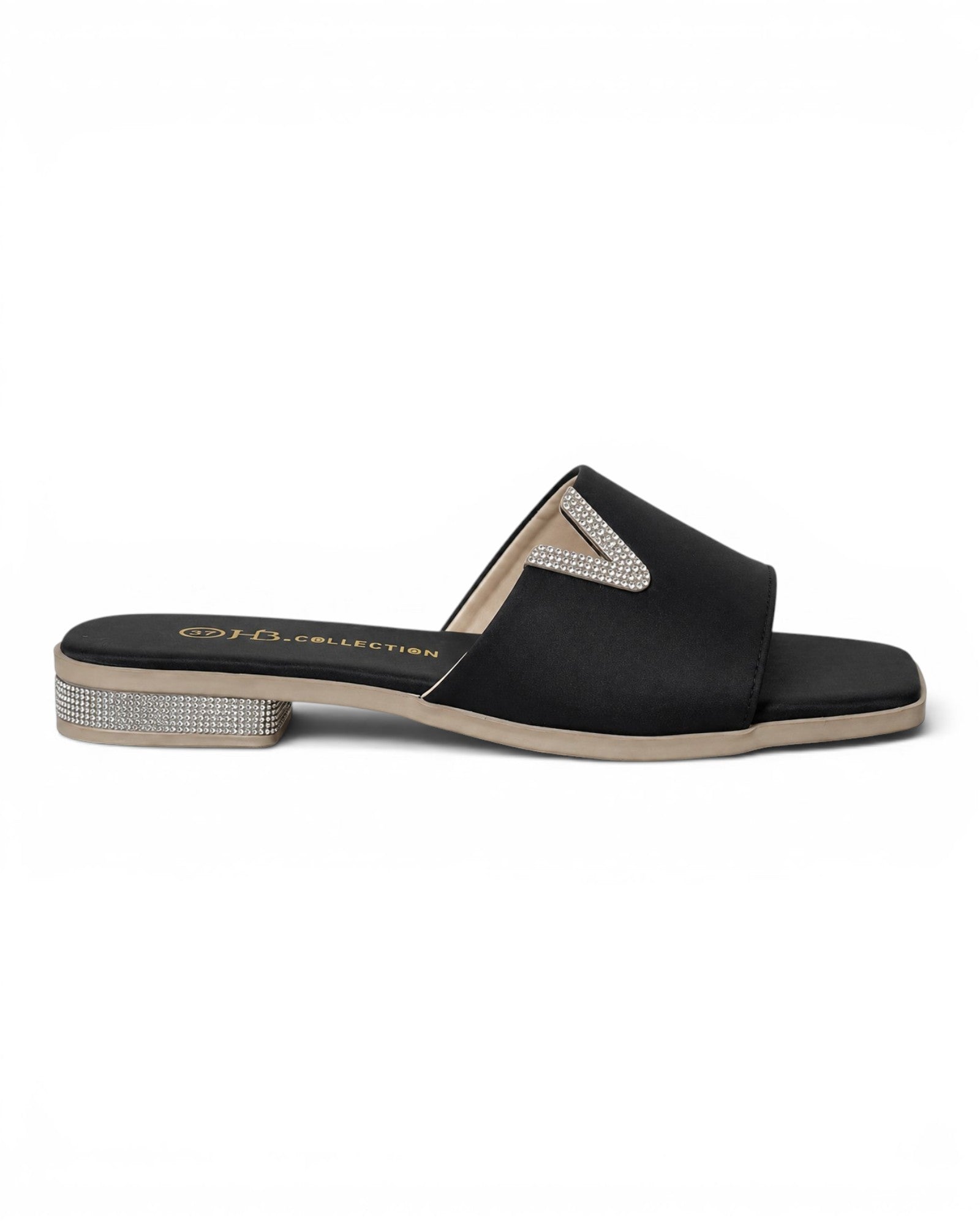 slippers satin flat With a shiny V-shaped embellishment SL-234