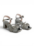 sandal heeled leather Shiny with diamond straps SN-817