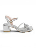 sandal heeled leather Shiny with diamond straps SN-817